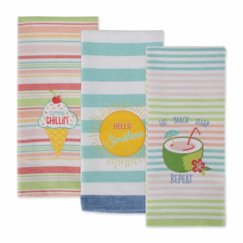 Design Imports CAMZ11715 Summer Fun Embellished Dishtowel - Set of 3 Perspective: top