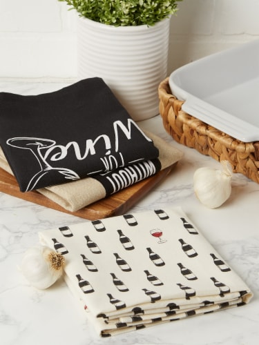 Design Imports CAMZ11736 Wine & Sunshine Print Dishtowel - Set of 3 Perspective: top