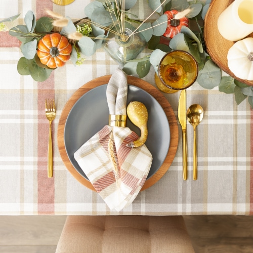 Dii Thanksgiving Cozy Picnic, Plaid Tablecloth 60X84" Perspective: top