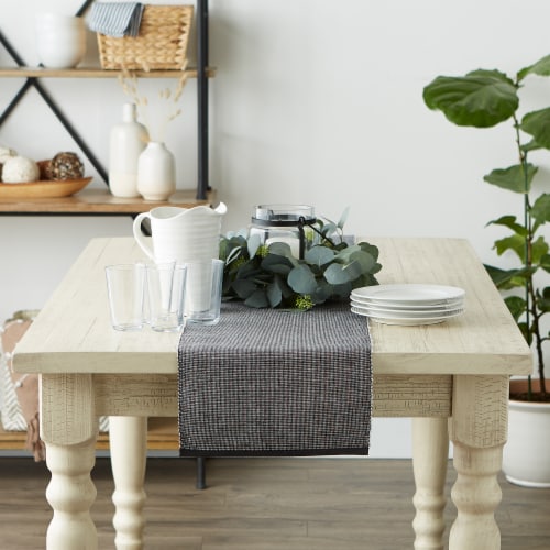 Dii Black & White 2-Tone Ribbed Table Runner Perspective: top