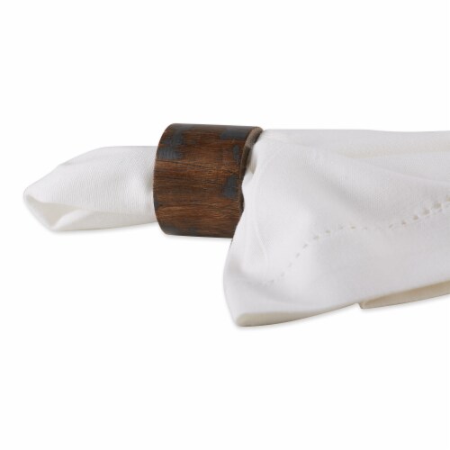 Design Imports CAMZ12242 Black Rub Finish Wood Band Napkin Ring - Set of 6 Perspective: top