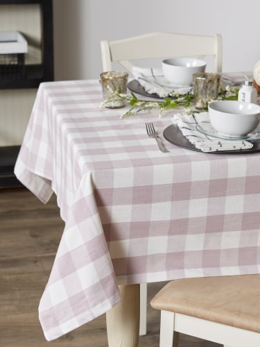 Design Imports CAMZ12398 52 x 52 in. Dusty Lilac Buffalo Check Tablecloth Perspective: top