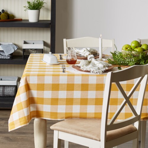 Design Imports CAMZ12412 52 x 52 in. Honey Gold Buffalo Check Tablecloth Perspective: top