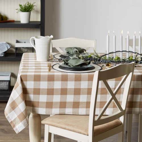 Design Imports CAMZ12418 60 x 84 in. Stone Buffalo Check Tablecloth Perspective: top