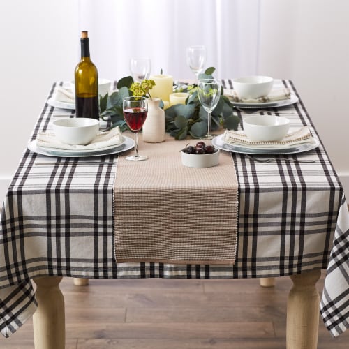 Dii Stone & White 2-Tone Ribbed Table Runner Perspective: top