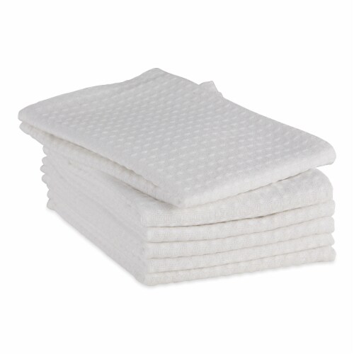 Design Imports CAMZ12441 White Recycled Cotton Waffle Dishtowel Set - Set of 6 Perspective: top