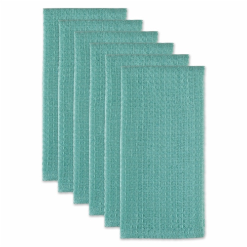 Design Imports CAMZ12447 Aqua Recycled Cotton Waffle Dishtowel Set - Set of 6 Perspective: top