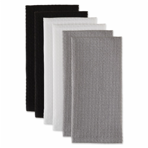 Design Imports CAMZ12449 Recycled Cotton Waffle Dishtowel Set, Assorted Neutrals - Set of 6 Perspective: top