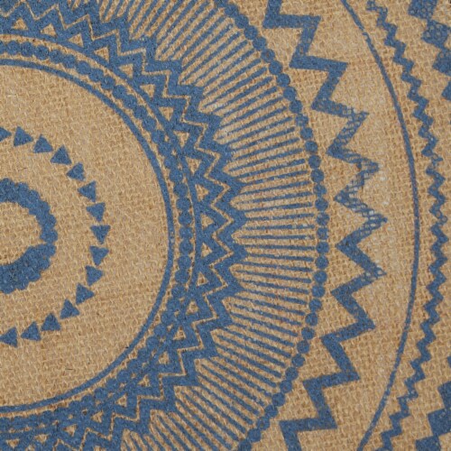 DII French Blue Aztec Print On Natural Round Jute Placemat (Set of 6) Perspective: top