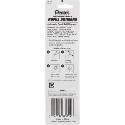 Pentel Large Refill Erasers, 5 Ct 0.4 oz Perspective: top
