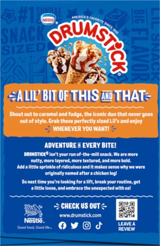 Drumstick Vanilla Fudge/Vanilla Caramel Frozen Dairy Dessert Cones Perspective: top