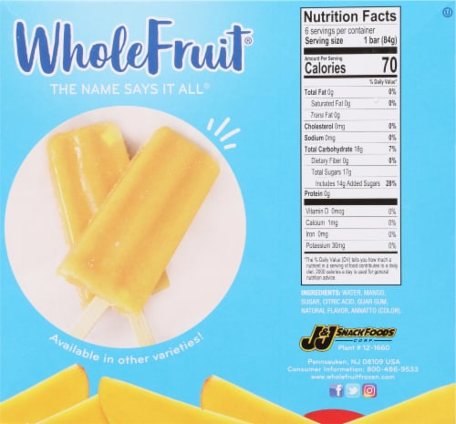 Whole Fruit Mango Fruit Bars 6 - 2.75 fl oz Bars Perspective: top