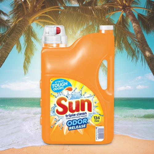 Sun Triple Clean Odor Release Liquid Laundry Detergent Perspective: top