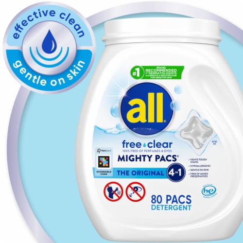 All® Free + Clear The Original 4-in-1 Mighty Pacs® Perspective: top