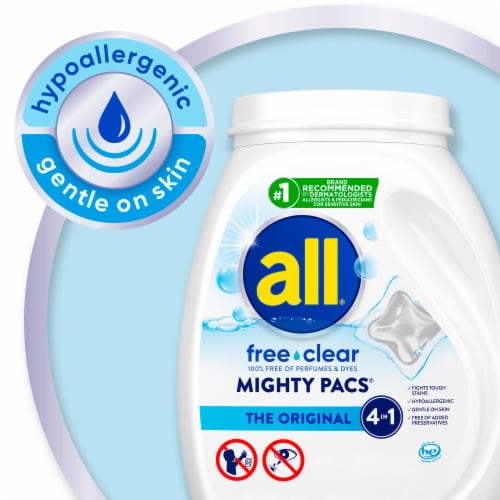 All with Stainlifters® Free Clear Laundry Detergent Mighty Pacs Perspective: top