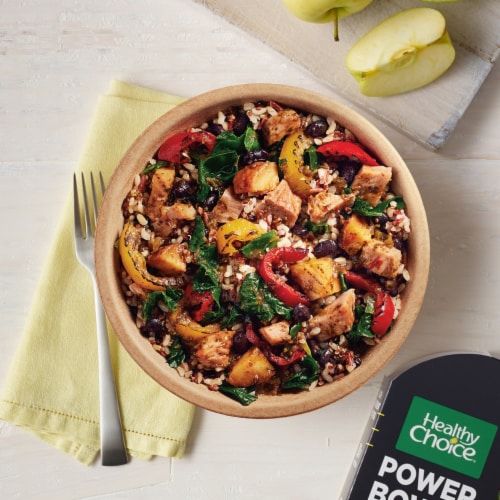 Healthy Choice Power Bowls Cuban-Inspired Pork Frozen Meal Perspective: top