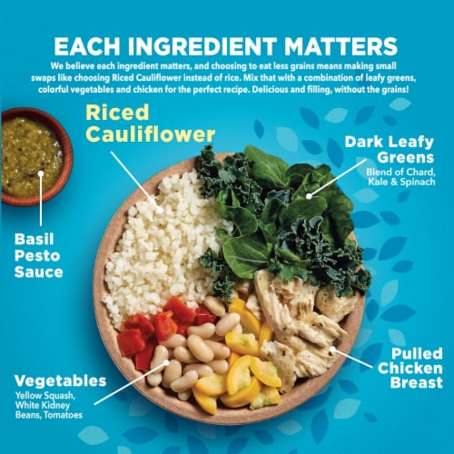 Healthy Choice Power Bowls Basil Pesto Chicken Frozen Meal Perspective: top