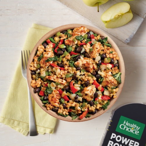 Healthy Choice Power Bowls Spicy Black Bean & Chicken Frozen Meal Perspective: top