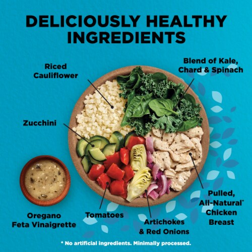 Healthy Choice Power Bowls Greek-Style Chicken with Riced Cauliflower Frozen Meal Perspective: top