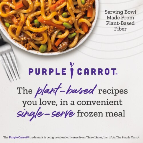 Purple Carrot Plant-Based Be'f Udon Noodle Bowl Vegan frozen Meal Perspective: top