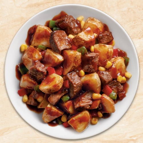 Healthy Choice Cafe Steamers Barbecue Seasoned Steak With Potatoes Frozen Meal Perspective: top