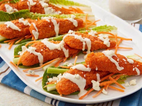 Perdue Frozen Fully Cooked Buffalo Glazed Chicken Breast Strips Perspective: top