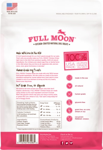 Full Moon® All Natural Human Grade Dog Treats Chicken Strips Perspective: top