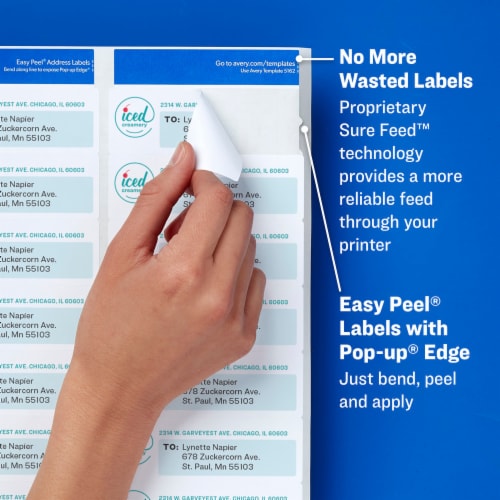 Avery Easy™ Easy Peel® Laser Print Address Labels - White Perspective: top