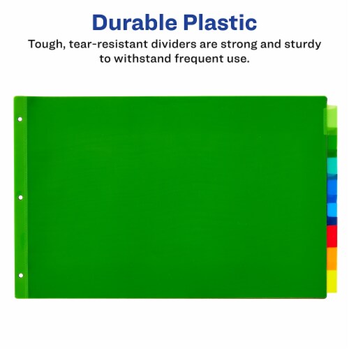 Insertable Big Tab Plastic Dividers, 8-Tab, 11 x 17, Green, 1 Set