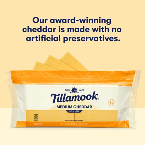 Tillamook® Medium Cheddar Sliced Cheese Farmstyle Perspective: top