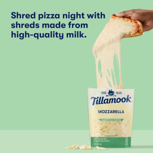 Tillamook Farmstyle Thick Cut Mozzarella Shredded Cheese Perspective: top