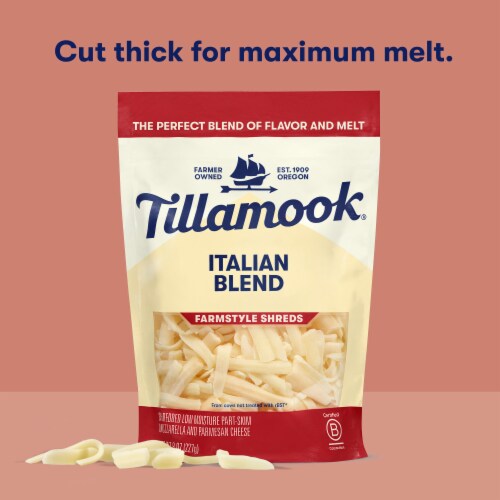 Tillamook® Italian Blend Shredded Cheese Farmstyle Perspective: top