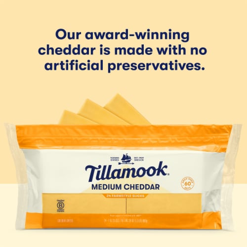Tillamook® Medium Cheddar Sliced Cheese Farmstyle Perspective: top