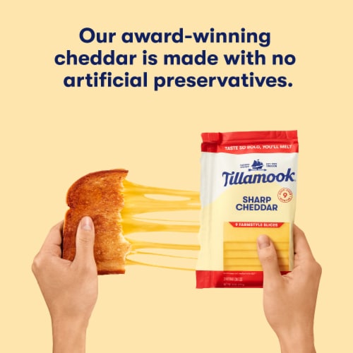 Tillamook® Sharp Cheddar Sliced Cheese Farmstyle Perspective: top