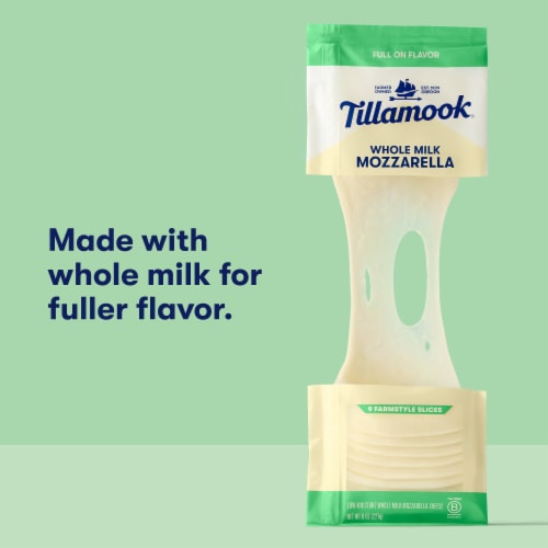 Tillamook® Whole Milk Mozzarella Sliced Cheese Farmstyle Perspective: top