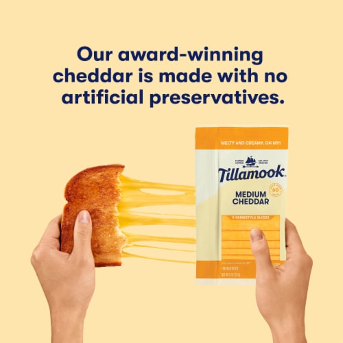 Tillamook Farmstyle Medium Cheddar Cheese Slices Perspective: top