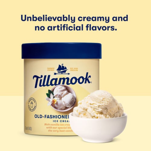 Tillamook Old-Fashioned Vanilla Ice Cream Tub Perspective: top
