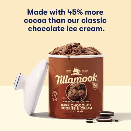 Tillamook Chocolate Collection Dark Chocolate Cookies & Cream Ice Cream Tub Perspective: top