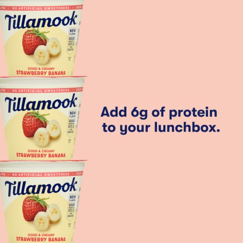 Tillamook Good and Creamy Strawberry Banana Low Fat Yogurt Cup Perspective: top