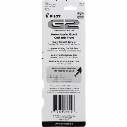Pilot G2 Retractable Gel Ink Pen, Extra Fine, Blue 31015, 2 Ct Perspective: top