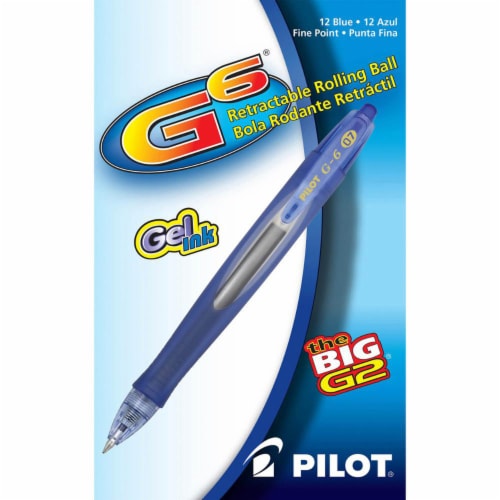 Pilot® G6 Gel Pen, Retractable, Fine 0.7 Mm, Blue Ink, Blue Barrel 31402 Perspective: top