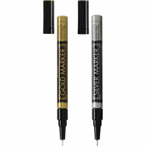Pilot® Extra Fine Point Metallic Markers - Gold/Silver Perspective: top