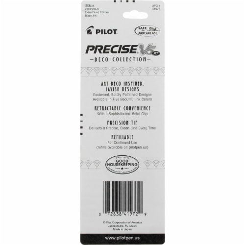 Pilot Precise V5 Retractable Rolling Ball Pen, Extra Fine, Black 41972, 2 Ct Perspective: top