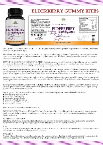Black Elderberry Gummies Immune Booster with Vitamin C and Zinc (3 bottles) Perspective: top