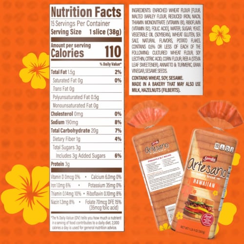 Sara Lee Artesano Hawaiian Bread Perspective: top