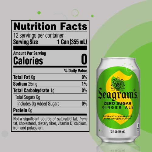 Seagram's® Ginger Ale Caffeine Free Zero Sugar Soda Cans Perspective: top