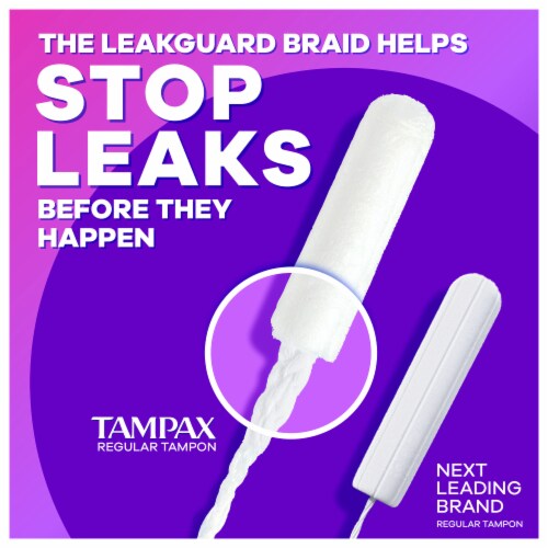 Tampax Radiant LeakGuard Protection Tampons Regular Absorbency Unscented Perspective: top