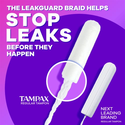 Tampax Radiant LeakGuard Protection Tampons Super Absorbency Unscented Perspective: top