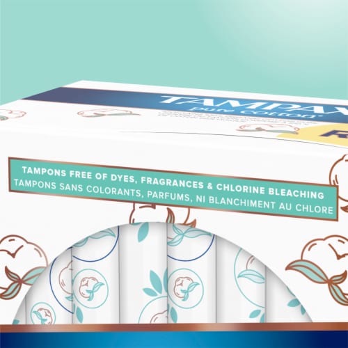 Tampax Pure Cotton 100% Organic Cotton Core Tampons Regular Absorbency Unscented Perspective: top