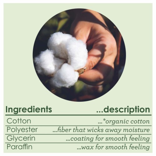 L. 100% Organic Cotton Core Light Tampons Perspective: top